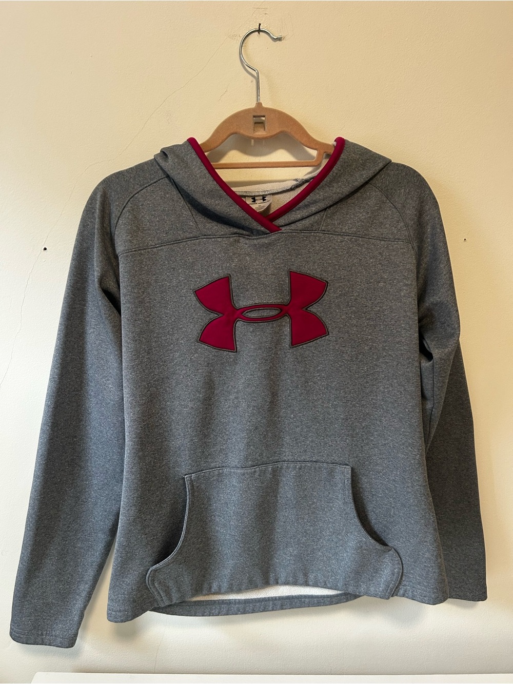 Under Armour Women's Gray Hoodie with Maroon Logo Trim